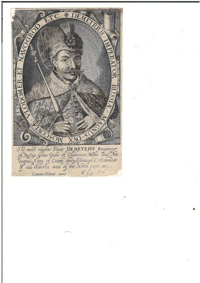 null LOT de sept gravures représentant des portraits de tsars et de personnalités...