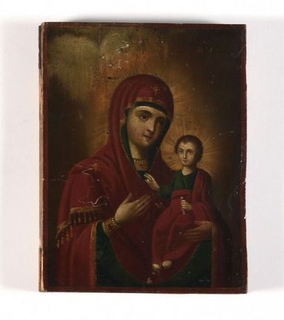 null Icône Vierge avec l’enfant Jésus

Tempera sur bois

Russie, XIXe siècle

18...