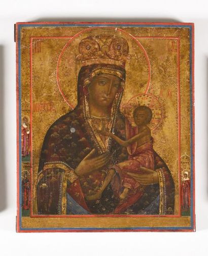 null Icône « Vierge Marie de Mézhetsk » 

Russie, XIXe siècle 

Tempera sur bois...