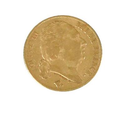 null Pièce de 20 francs en or au profil de Louis XVIII (1824) Poids brut : 6,1 g....
