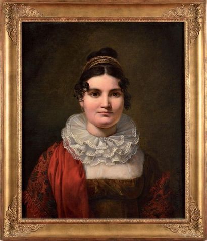 null Pierre-Louis DELAVAL (1790-1881), Portrait d’une femme au châle en cachemire...