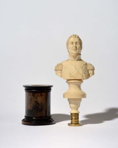 null Le Roi Charles X Cachet en laiton, à prise sculpté d’un buste du Roi, vissée...