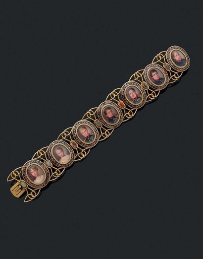 null Rare bracelet orné des portraits du Roi François Ier des Deux Siciles et de...