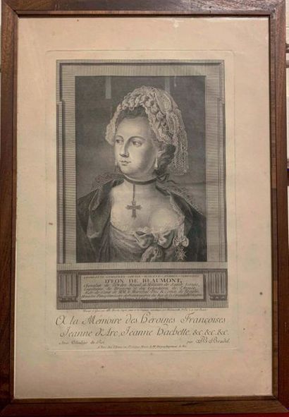 null A set of 6 engravings, portraits of the young Chevalier d'Eon - " La chevalière...