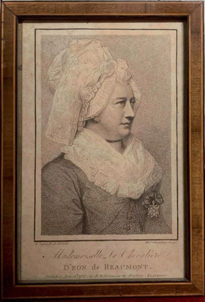 null Un ensemble de 5 gravures, portraits du Chevalier d’Eon - Thomas Chambars, graveur...