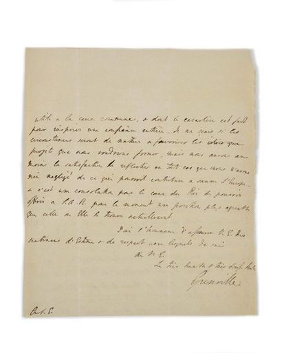 null GRENVILLE (William). L.A.S. au maréchal de Castrie. (Dorn Shat), 1 août, 1794,...