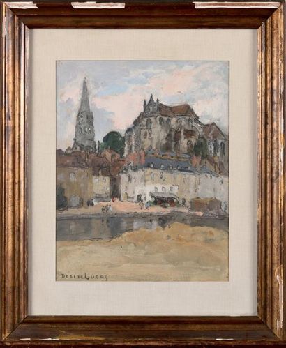 null Louis Marie DESIRÉ-LUCAS (1869-1949) Scène de ville Gouache sur papier Signé...
