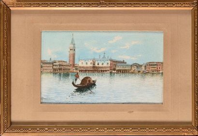 null Andrea BIONDETTI (1851-1946) Venise Aquarelle Signé en bas à gauche 14.5 x 24...