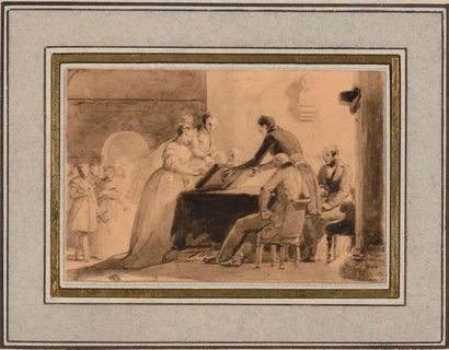 null Alexandre-Evariste FRAGONARD (1780-1850) La signature du contrat Un baptême...