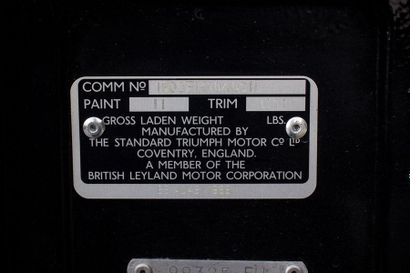 1977 TRIUMPH Spitfire 1500 Numéro de série FH1040211L 
Très belle présentation 
Carte...