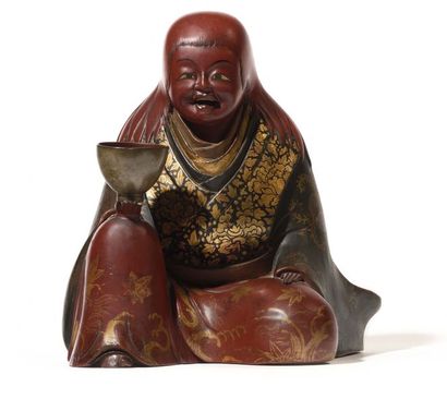 null Japon Figurine du panthéon bouddhique représentant un personnage en kimono assis...