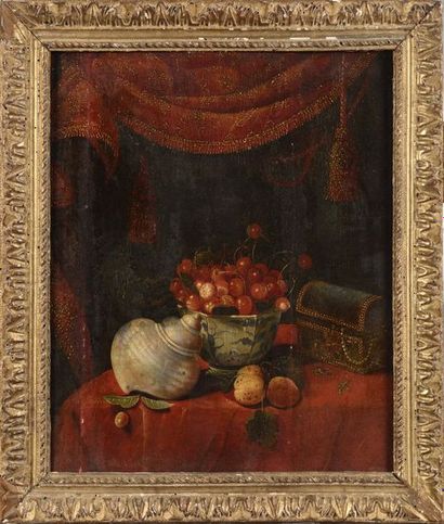  In the taste of Jan Davidsz from HEEM Still life with nautilus and cherries Oak...