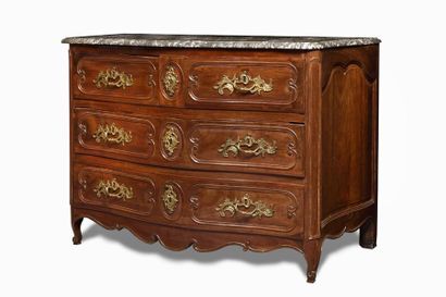 Moulded and carved mahogany chest of drawers...