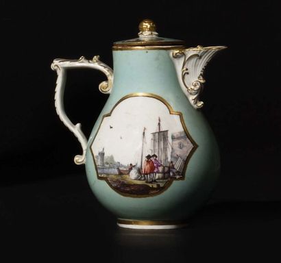 Meissen Porcelain pot covered with polychrome...