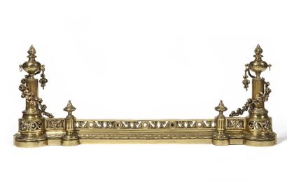 null Fireplace bar decorated with flamed cassolettes on fluted columns with garlands...