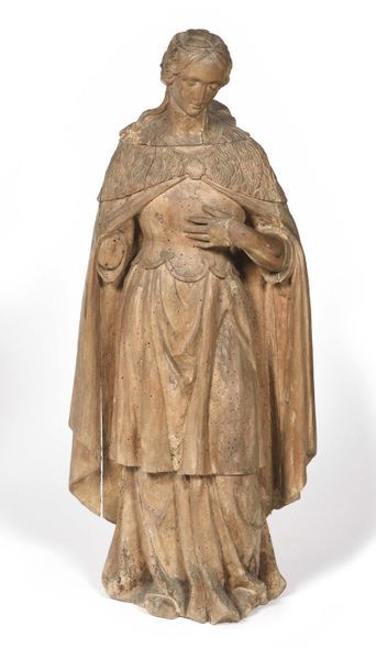 Holy Woman in wood carved in the round. XVIIth...