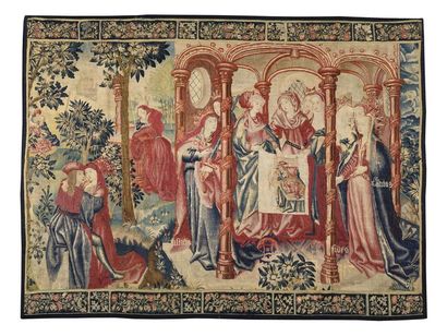 null Very rare part of a wool and silk panel from the Royal Manufactures of Brussels....