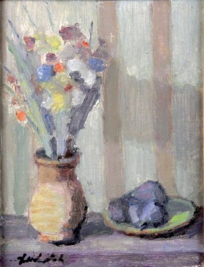 null OSSIP LUBITCH (1896-1990), Vase de fleurs, 1962 Huile sur toile Signée en bas...