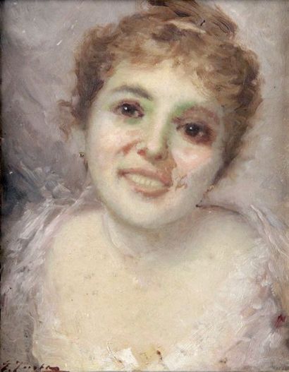 GUSTAVE JACQUET (1846-1909) Portrait de femme...