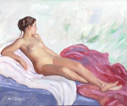 null MAURICE EHLINGER (1896-1981), Nu allongé, Huile sur toile Signée en bas à gauche...