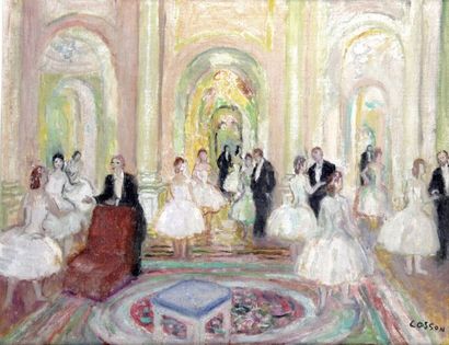 null MARCEL COSSON (1878-1956), Paris, le foyer de l’Opéra Huile sur toile Signée...