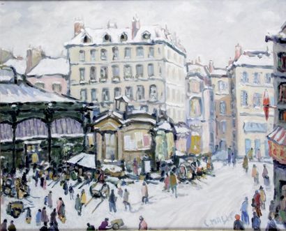 null CHARLES MALLE NE EN 1935, Le marché Saint-Honoré Huile sur toile Signée en bas...