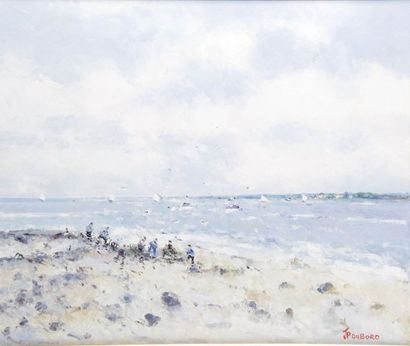 null JEAN PIERRE DUBORD (NE EN 1949) La plage d’Houlgate. Huile sur toile Signée...