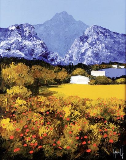 null PATRICK REAULT (NE EN 1955) Paysage de Provence. Huile sur toile Signée en bas...