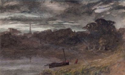 null GEORGE PRICE BOYCE (1826-1897) Venise, la lagune au crépuscule Aquarelle, 13,5...