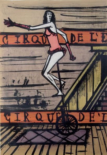 null BERNARD BUFFET (1928-1999) Le monocycle Lithographie original, 70 x 50 cm, Bibliographie...
