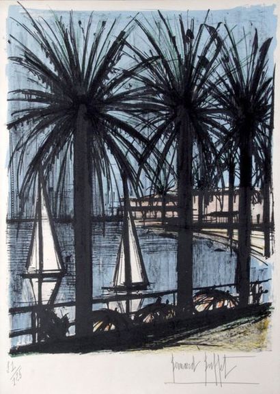 null BERNARD BUFFET (1928-1999) Cannes, 1960, Lithographie en quatre couleurs signée...