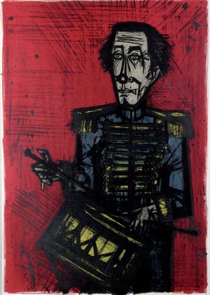 null BERNARD BUFFET (1928-1999) Le tambour, Lithographie originale Signée en bas...