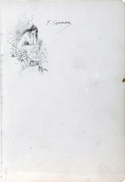 null FERNAND CORMON (1845-1924), Femme pensive, Encre de chine signée en haut à droite...
