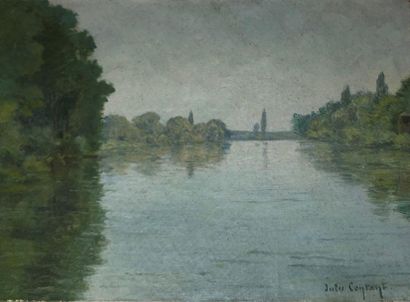 null Jules CONTANT (1852-1920)
"Chennevières-sur-Marne", 1889. Huile sur toile signée...
