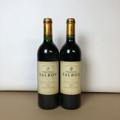 null 2 bouteilles CHÂTEAU TALBOT 1989 4e GC Saint-Julien (étiquettes fanées, mar...