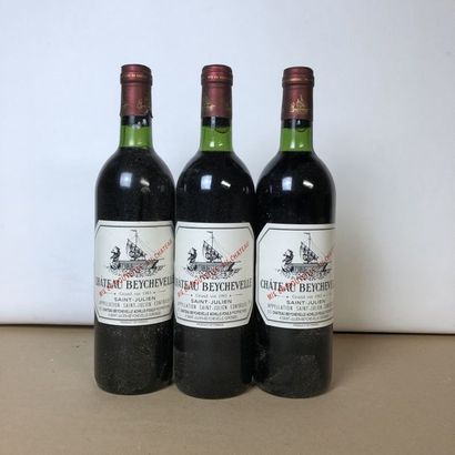 null 3 bouteilles CHÂTEAU BEYCHEVELLE 1983 4e GC Saint-Julien (niveaux léger bas,...