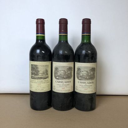 null 3 bouteilles : 1CHÂTEAU DUHART MILON 1997 4e GC Pauillac, 2 CHÂTEAU CARRUADES...
