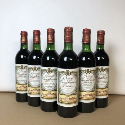 null 6 bouteilles CHÂTEAU RAUZAN GASSIES 1982 2e GC Margaux (niveaux : 5 léger bas,...