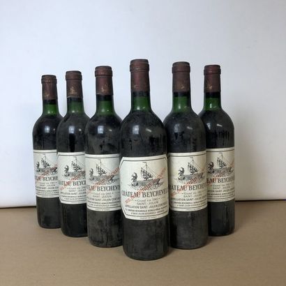 null 6 bouteilles CHÂTEAU BEYCHEVELLE 1985 4e GC Saint-Julien (niveaux : 2 très léger...