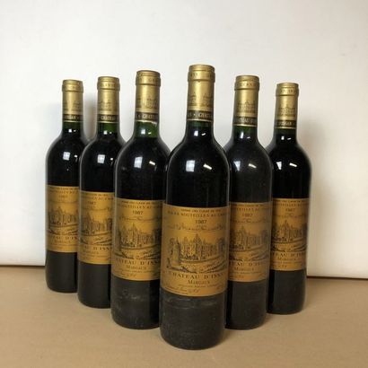 null 6 bouteilles CHÂTEAU D'ISSAN 1987 3e GC Margaux (niveau : 1 très léger bas,...