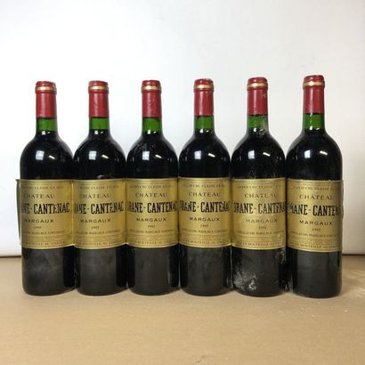 null 6 bouteilles CHÂTEAU BRANE CANTENAC 1995 2e GC Margaux (niveaux très léger bas,...