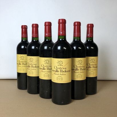 null 6 bouteilles CHÂTEAU LEOVILLE POYFERRE 2004 2e GC Saint-Julien (niveaux très...