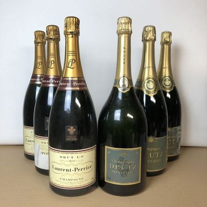 null 6 magnums: 3 CHAMPAGNE LAURENT PERRIER Brut, 3 CHAMPAGNE DEUTZ brut Classic...