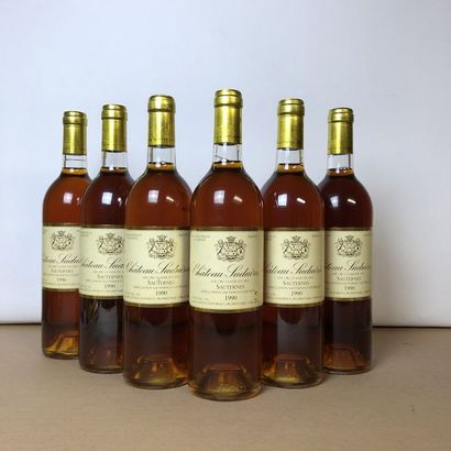 null 6 bouteilles CHA^TEAU SUDUIRAUT 1990 1er Cru Sauternes (1 étiquette très léger...