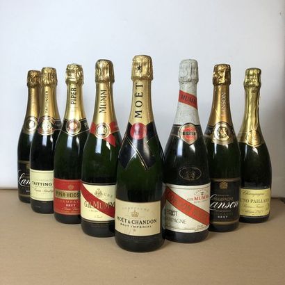 null 8 bouteilles : 2 CHAMPAGNE LANSON Black Label, 1 CHAMPAGNE TAITINGER Cuvée Prestige,...