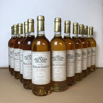 null 12 bouteilles CHÂTEAU SIGALAS RABAUD 2000 1er Cru Sauternes (niveaux léger bas,...