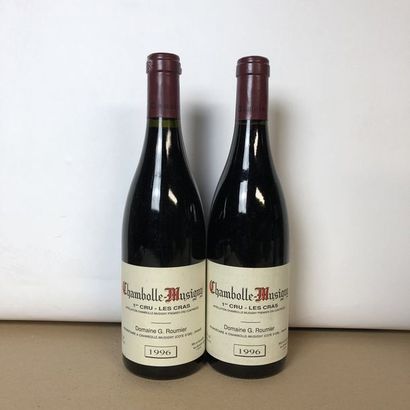 null 2 bouteilles CHAMBOLLE-MUSIGNY 1996 1er cru "Les Cras" Domaine G.Roumier (étiquettes...