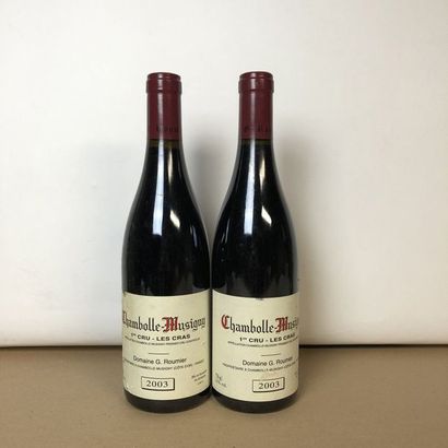 null 2 bouteilles CHAMBOLLE-MUSIGNY 2003 1er cru "Les Cras" Domaine G.Roumier (étiquettes...