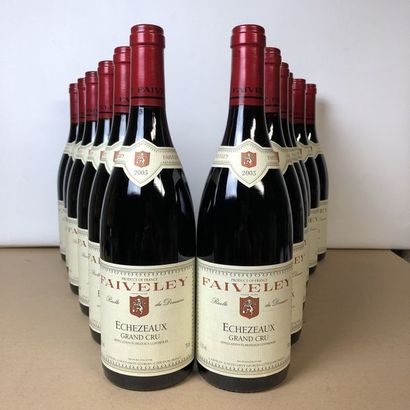 null 12 bouteilles ECHEZEAUX 2003 Grand Cru Domaine Faiveley, Caisse bois d'origine....