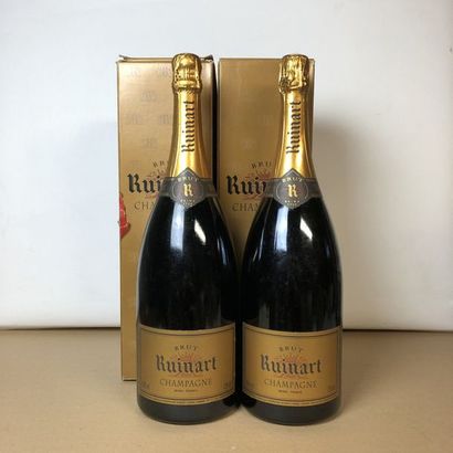 null 2 magnums CHAMPAGNE RUINART Cuvée "R" (étiquettes fanées), Cartons d'origine...